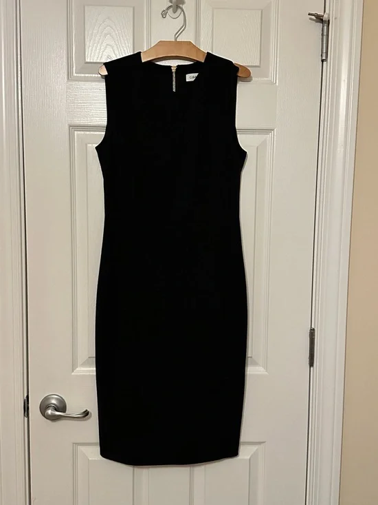 Calvin Klein Black Sleeveless Midi Sheath Dress - Picture 1 of 3